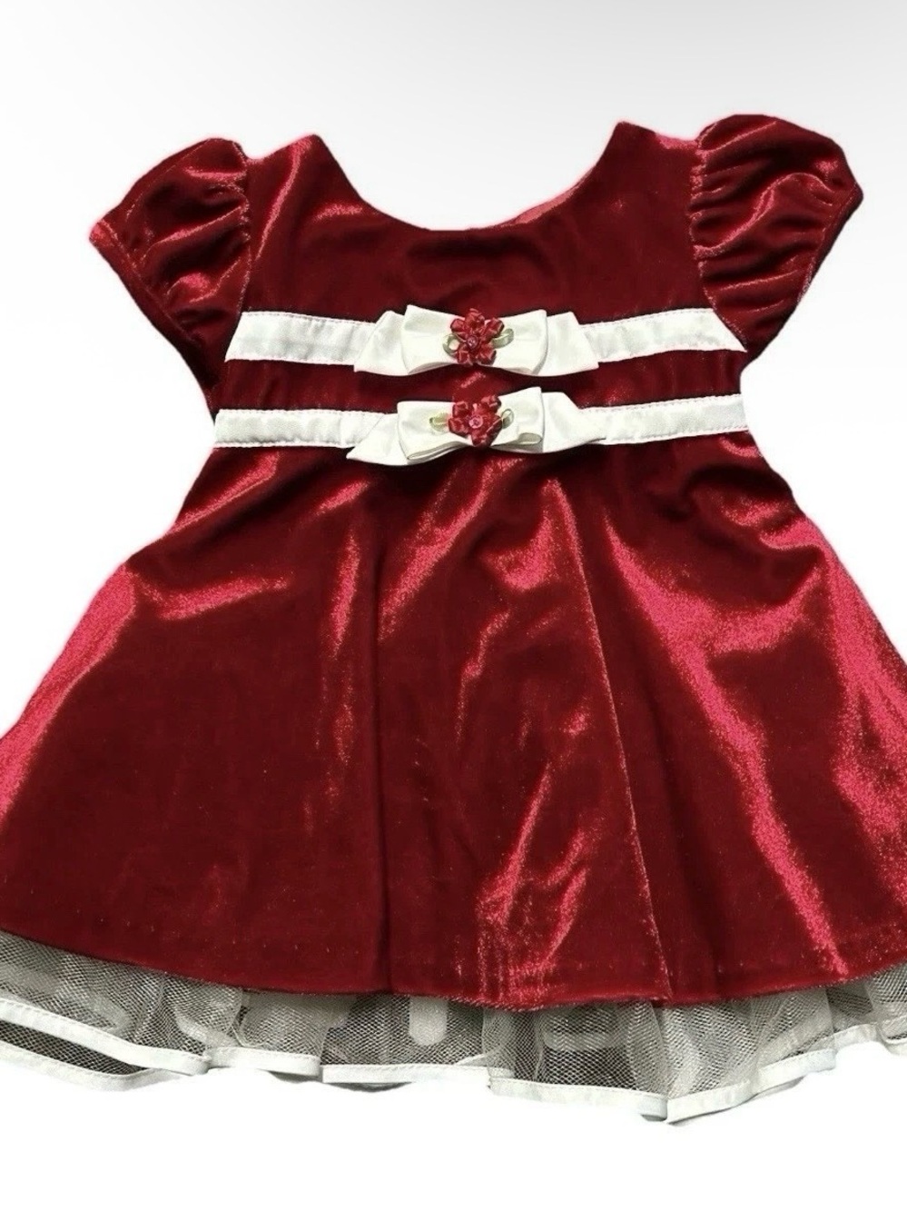 Bonnie Baby Red Velvet Christmas Holiday Dress Size 3-6 Months